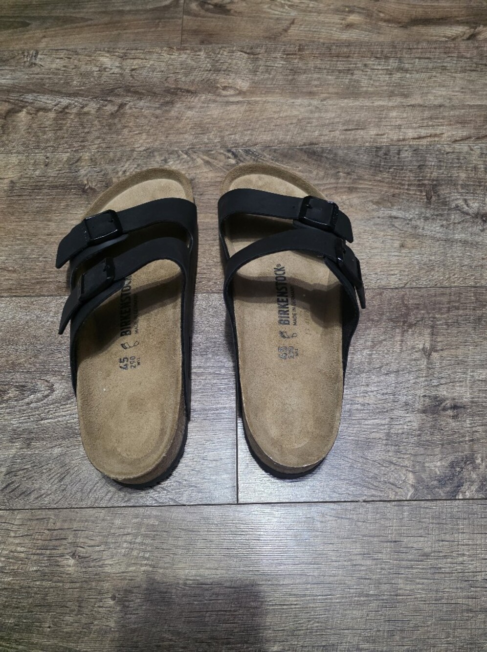 Birkenstock Black Two-Buckle Sandals with Suede Footbed Men Size 12 - Picture 5 of 12